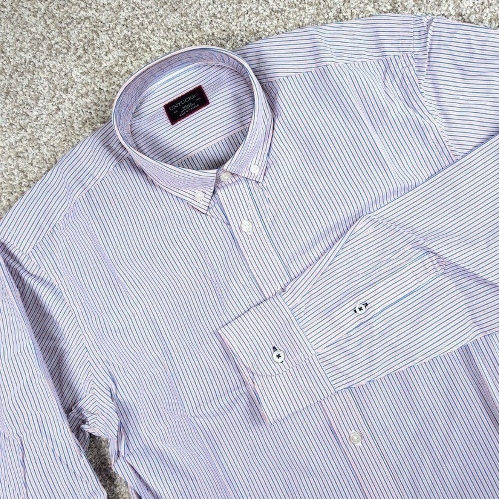 UNTUCKit Mens Small Striped Button Down Long Sleeve Casual Shirt‎ Chenel